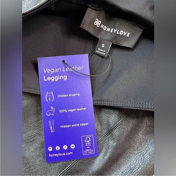 NWT Honeylove Black Vegan Leather Shaping Leggings - Small - Picture 5 of 9